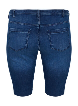 Short long en jean de coton, Dark blue denim, Packshot image number 1