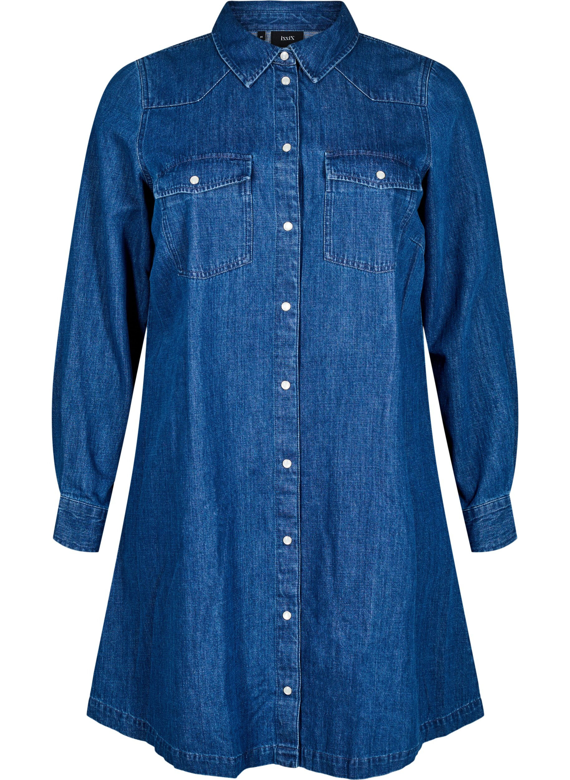 ZizziDenim jurk met knopen, Blauw, Packshot image number 0