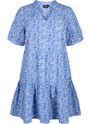 Flash - Bedrukte A-lijn jurk, White Blue AOP, Packshot image number 0