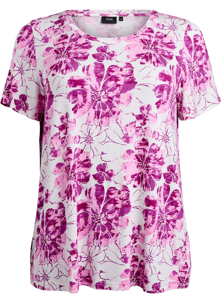 T-shirt met bloemenprint, Roze, Packshot image number 0