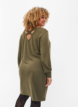 Robe à manches longues avec détail dans le dos, Ivy Green Mel., Model image number 1