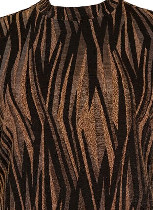 Robe à motifs avec des paillettes et des manches courtes, Black w. Copper, Packshot image number 2