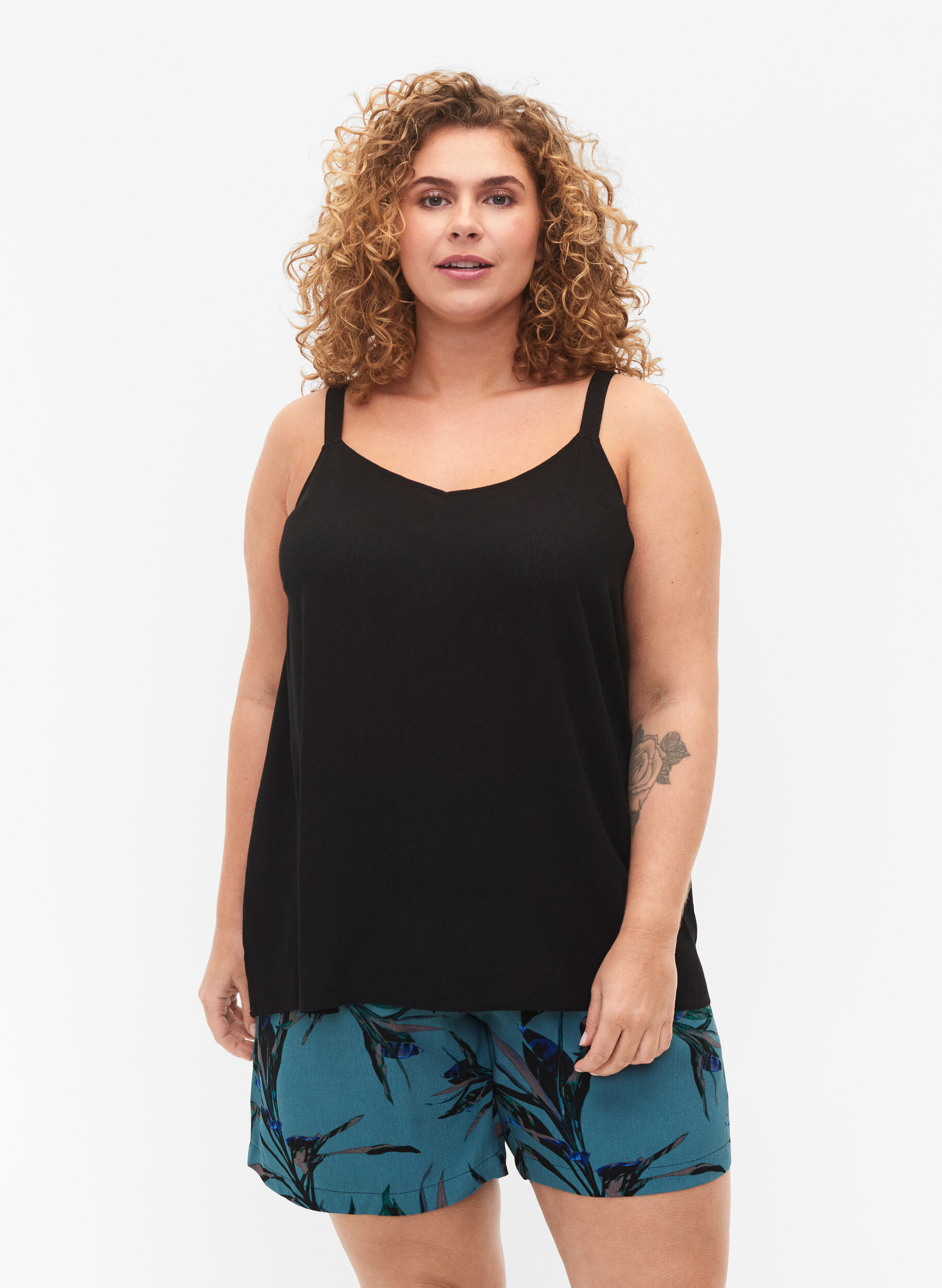 ZizziMouwloze top in viscose, Black, Model image number 0