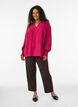 Blouse met smockmanchetten en V-hals, Rood, Model image number 1