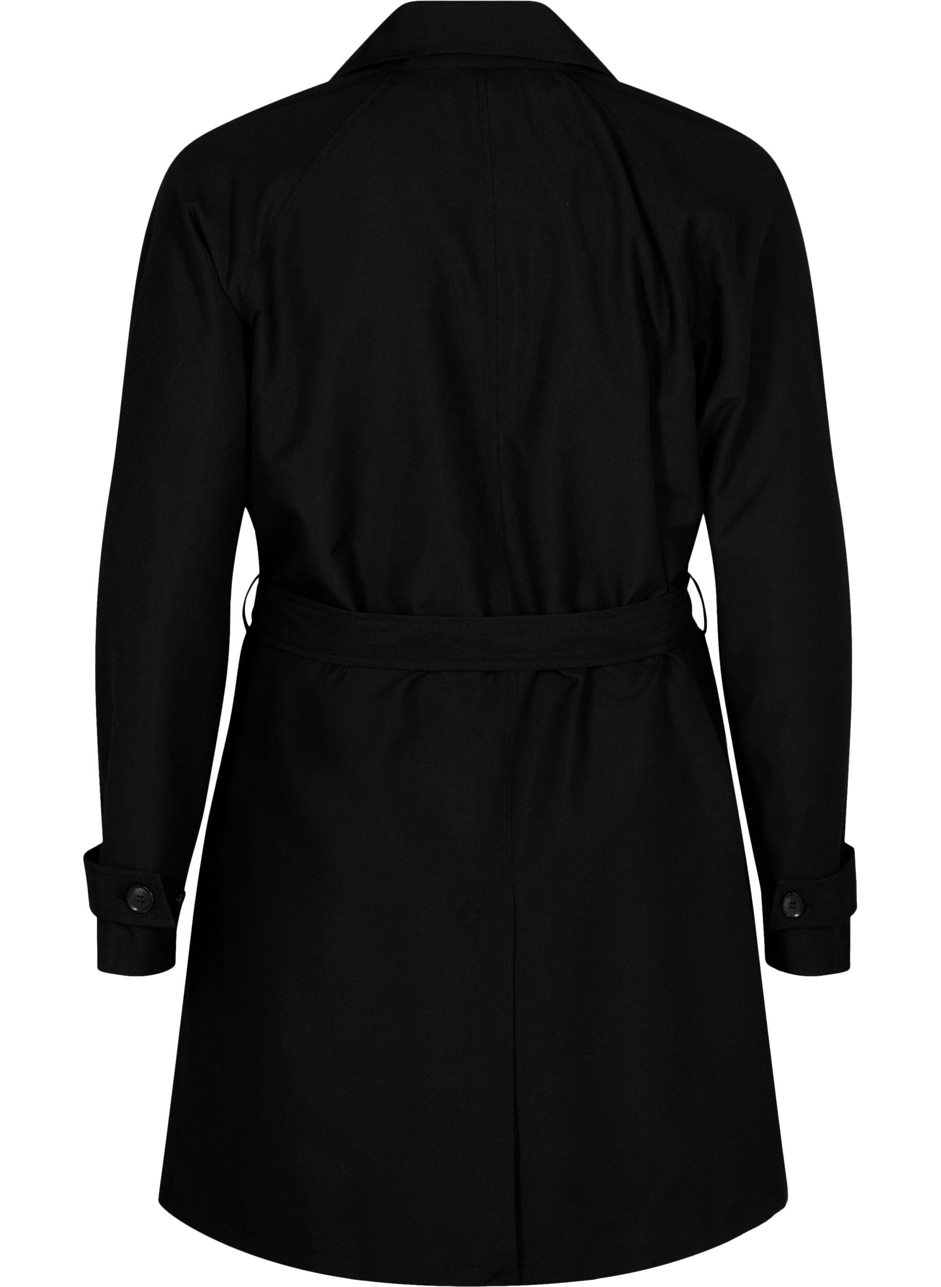 ZizziTrenchcoat met riem en split, Black, Packshot image number 1