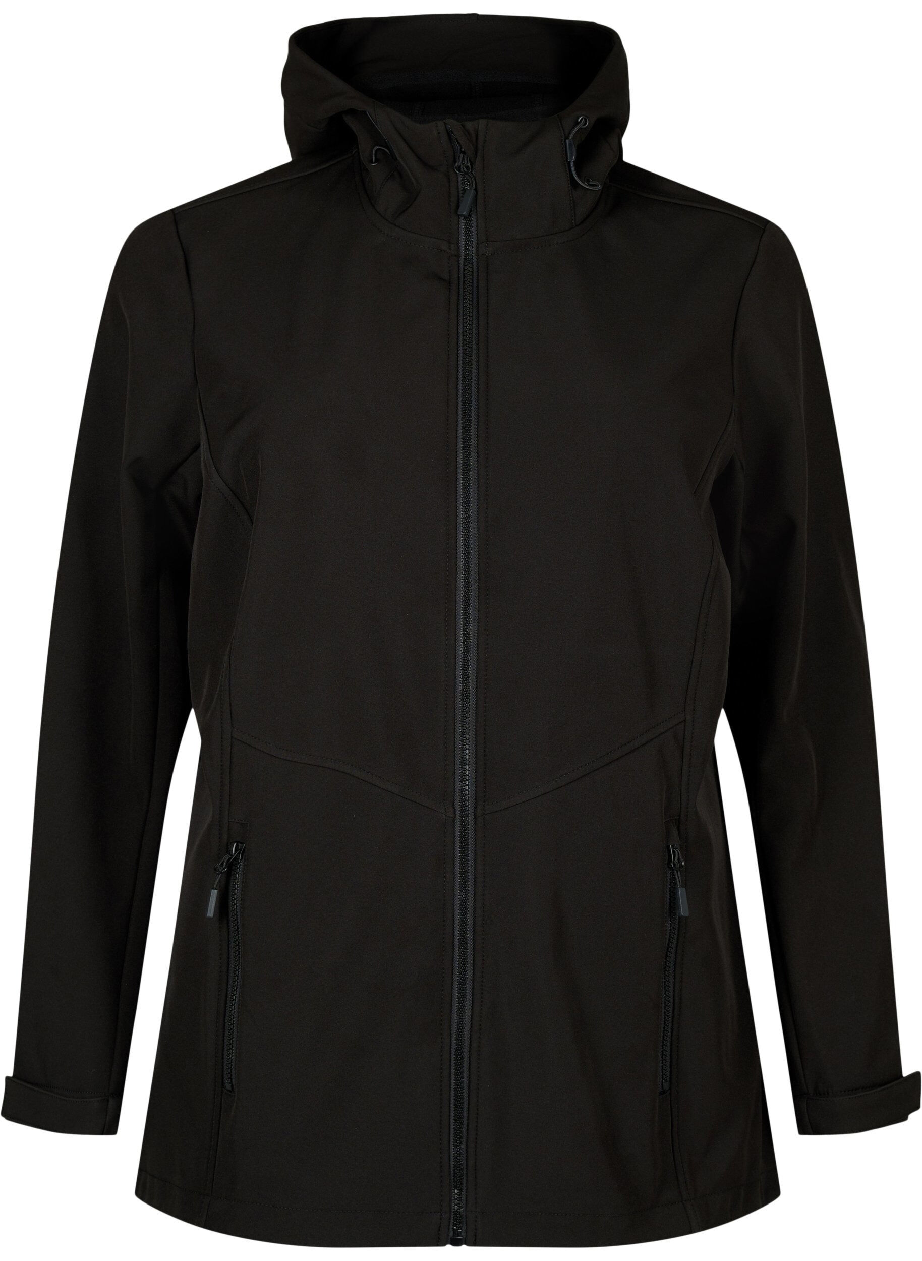 ZizziKorte softshell jas met zakken, Black, Packshot image number 0