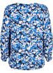FLASH - Blouse met lange mouwen, smok en print, Blue Purple Flower, Packshot image number 1