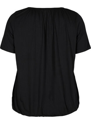 T-shirt à manches courtes en viscose avec élastique, Black, Packshot image number 1