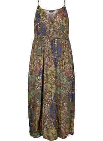 Mouwloze viscose midi-jurk met paisley print