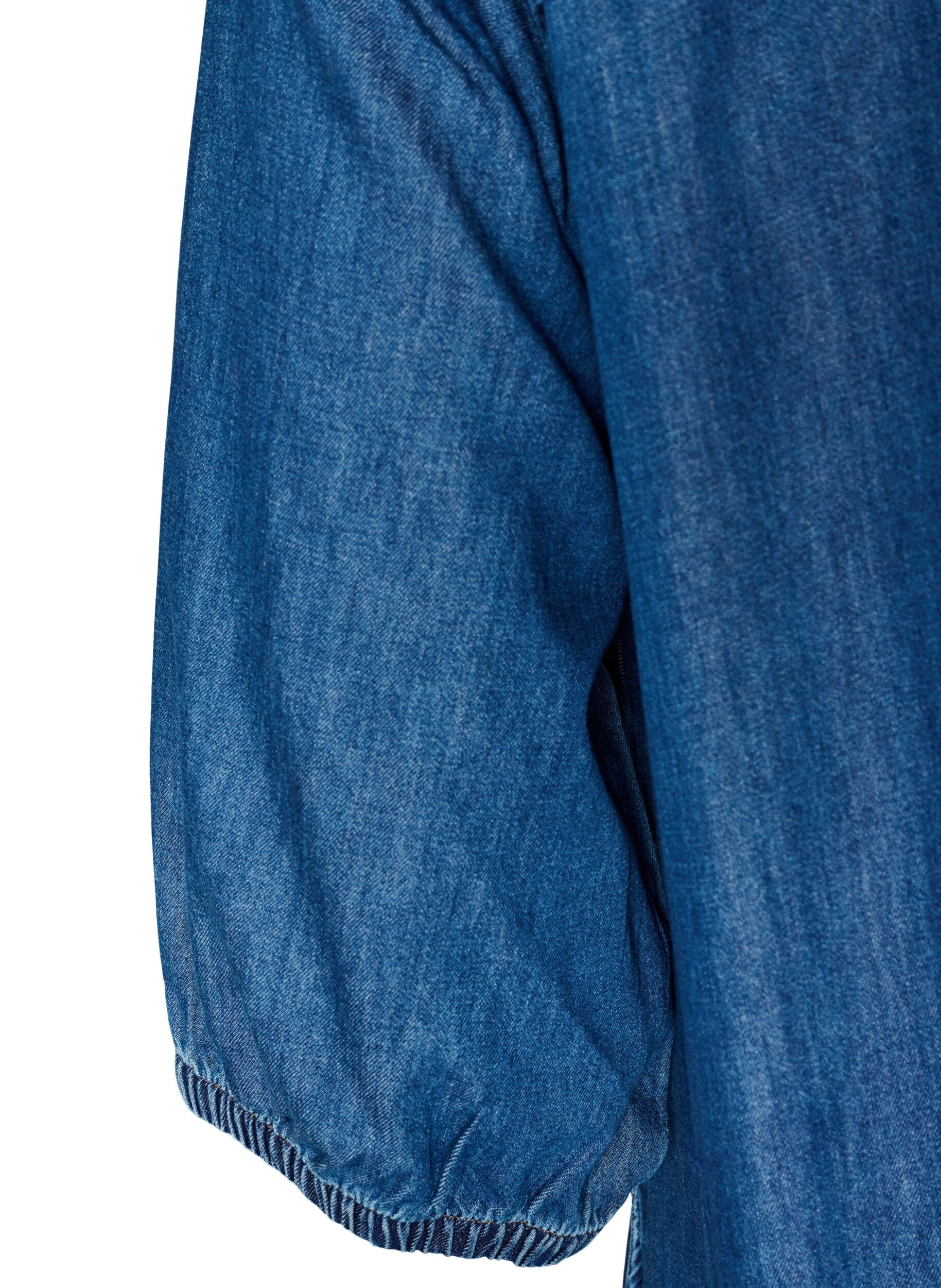 ZizziRobe longue en jean avec volants &eacute;tag&eacute;s, Bleu, Packshot image number 3