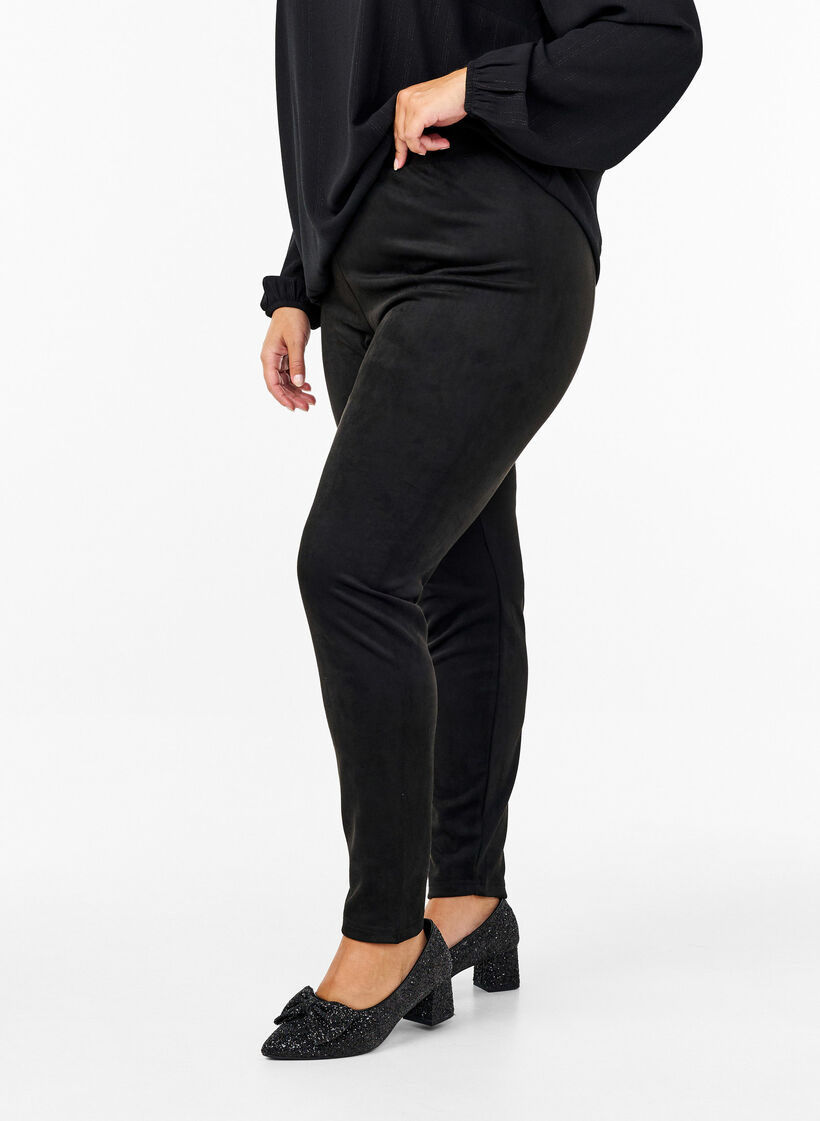 Leggings in imitatiesuède, Black, Model image number 0