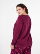 Chemise de nuit en coton avec impression de texte, Bordeaux, Model image number 2