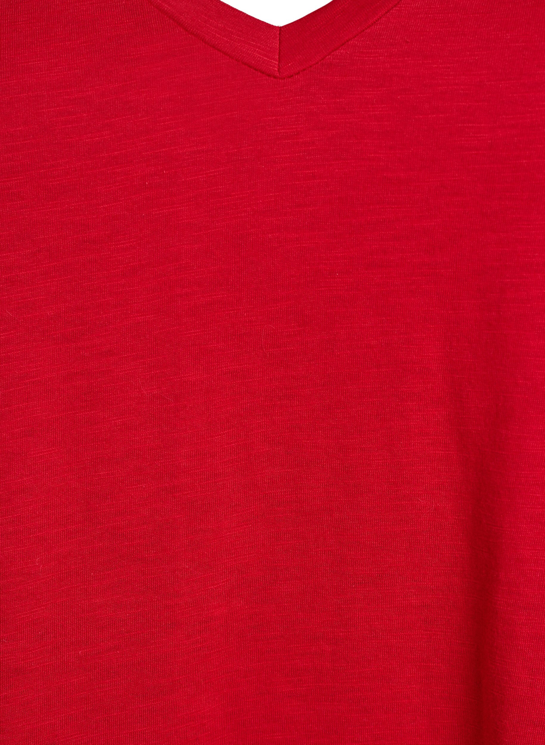 ZizziBasic t-shirt met korte mouwen en v-hals, Rood, Packshot image number 2