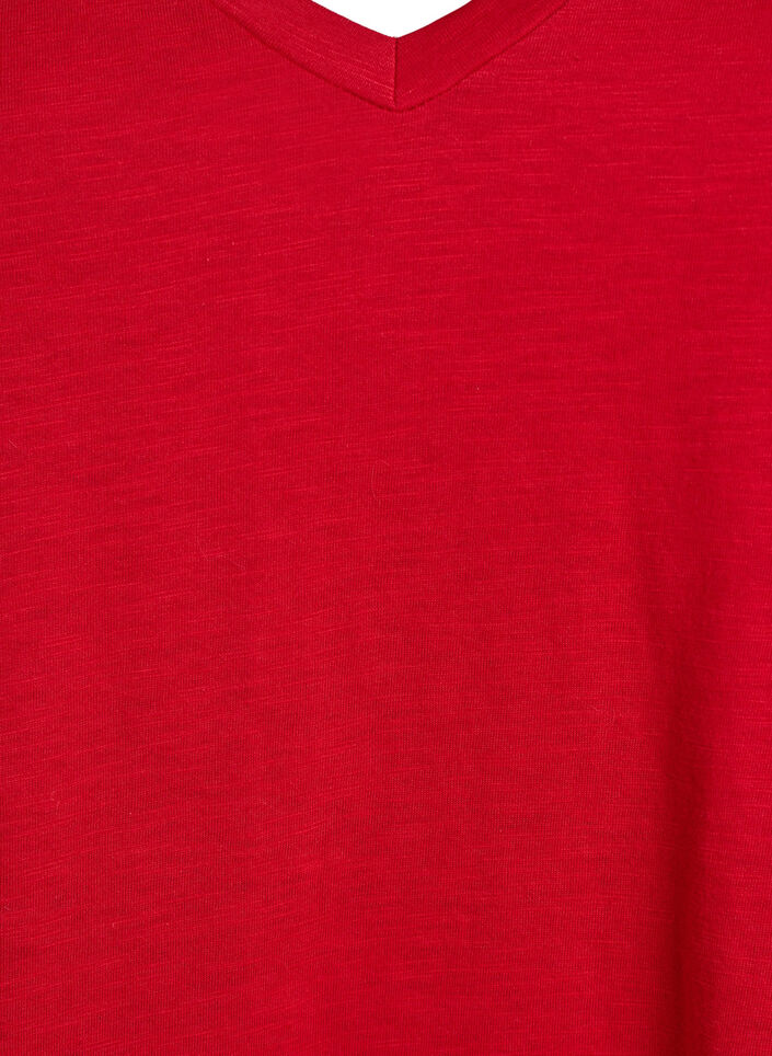 Basic t-shirt met korte mouwen en v-hals, Rood, Packshot image number 2