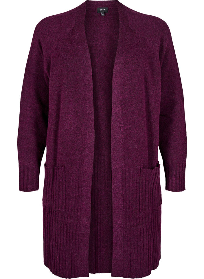 Cardigan long avec des poches, Potent Purple Mel., Packshot image number 0