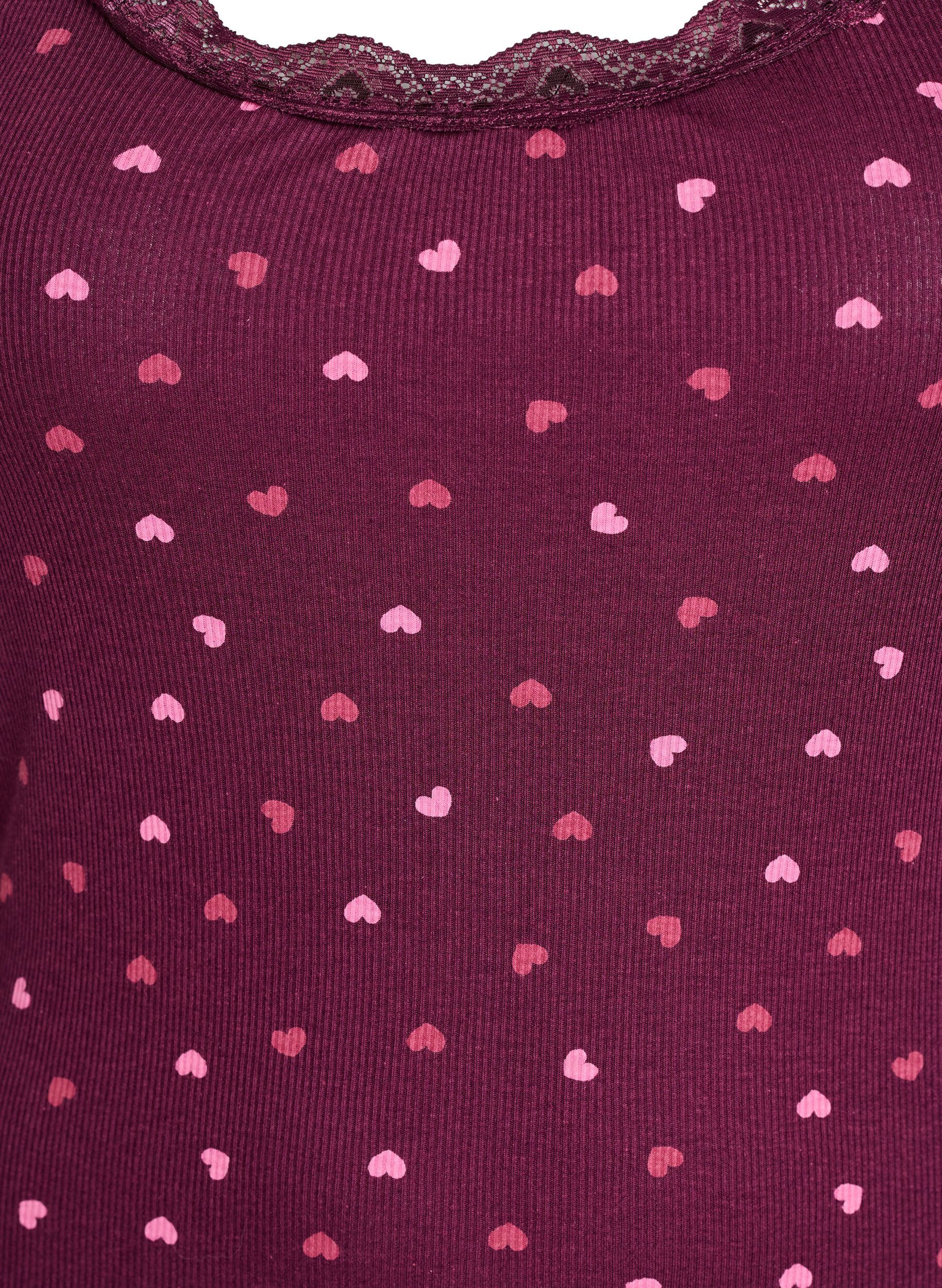 ZizziTop met print en kanten rand, Donker Bordeaux, Packshot image number 2