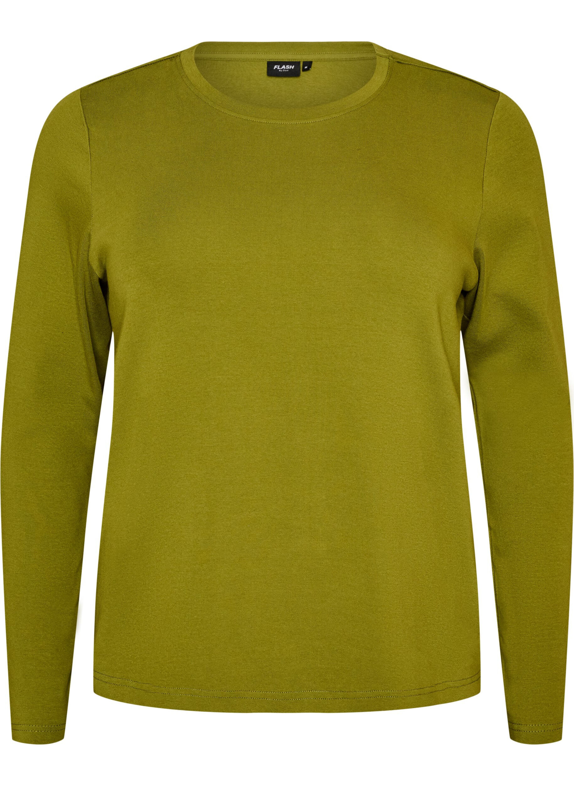 ZizziBasic T-shirt met lange mouwen en ronde hals, Groen, Packshot image number 0