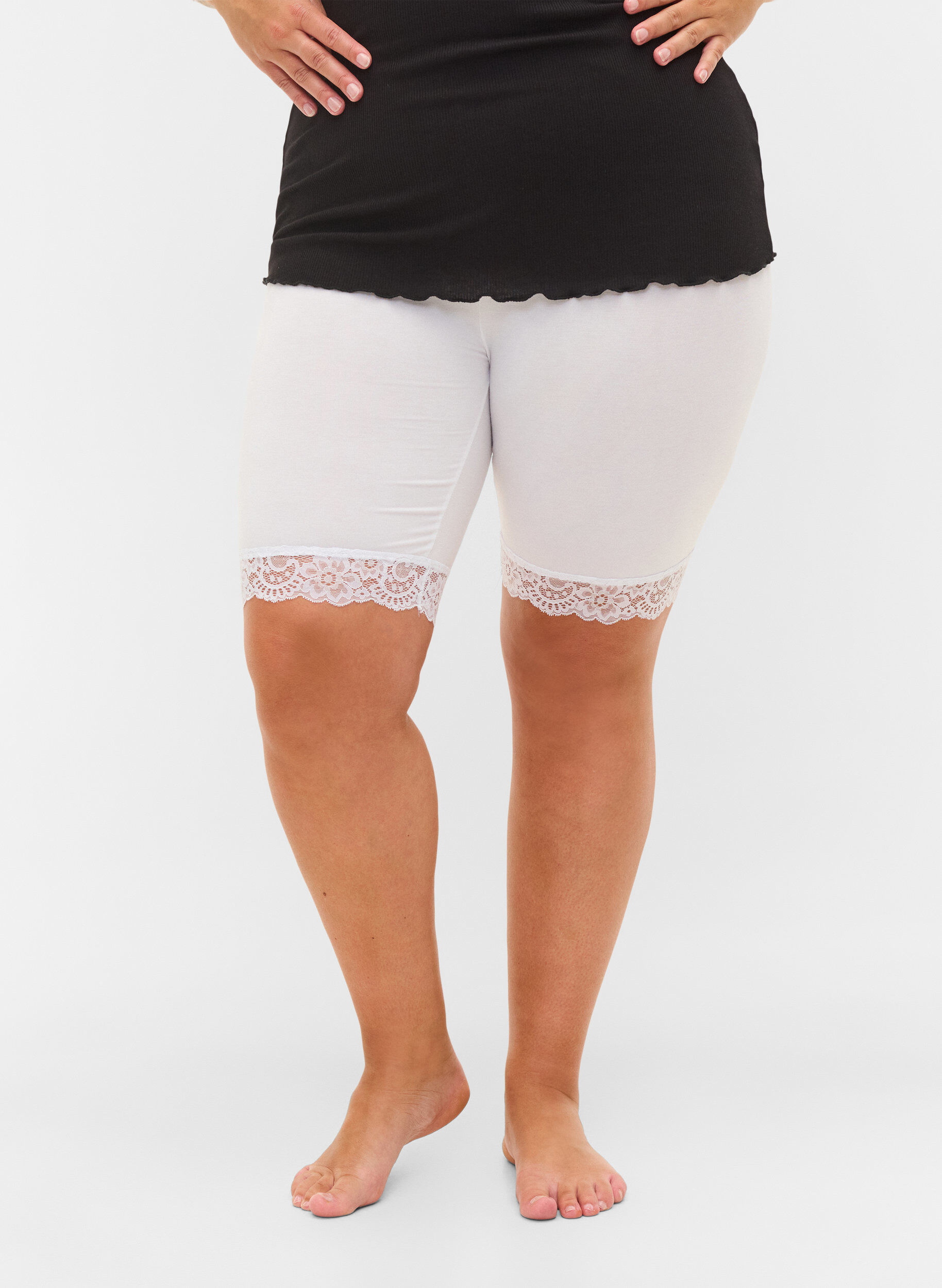 ZizziShort de cyclisme avec bordure en dentelle, Blanc, Model image number 2