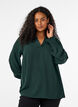 Blouse met smockmanchetten en V-hals, Groen, Model image number 0
