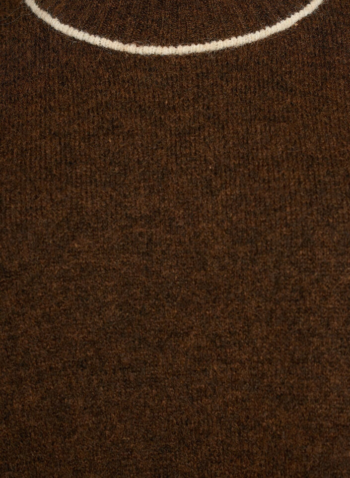 Gebreide trui met col en contrasterende strepen, Bruin, Packshot image number 2