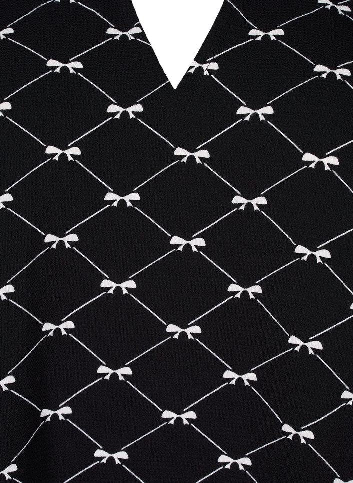 Chemisier &agrave; col en V avec imprim&eacute; de n&oelig;ud, Black Bow AOP, Packshot image number 2