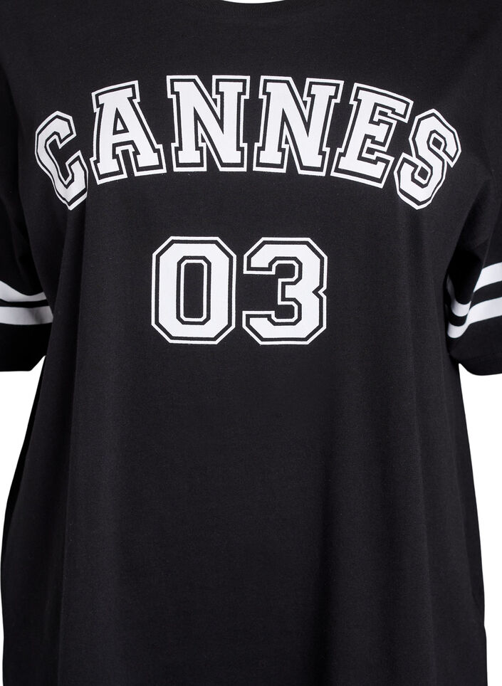 Sportief oversized college T-shirt, Zwart, Packshot image number 2