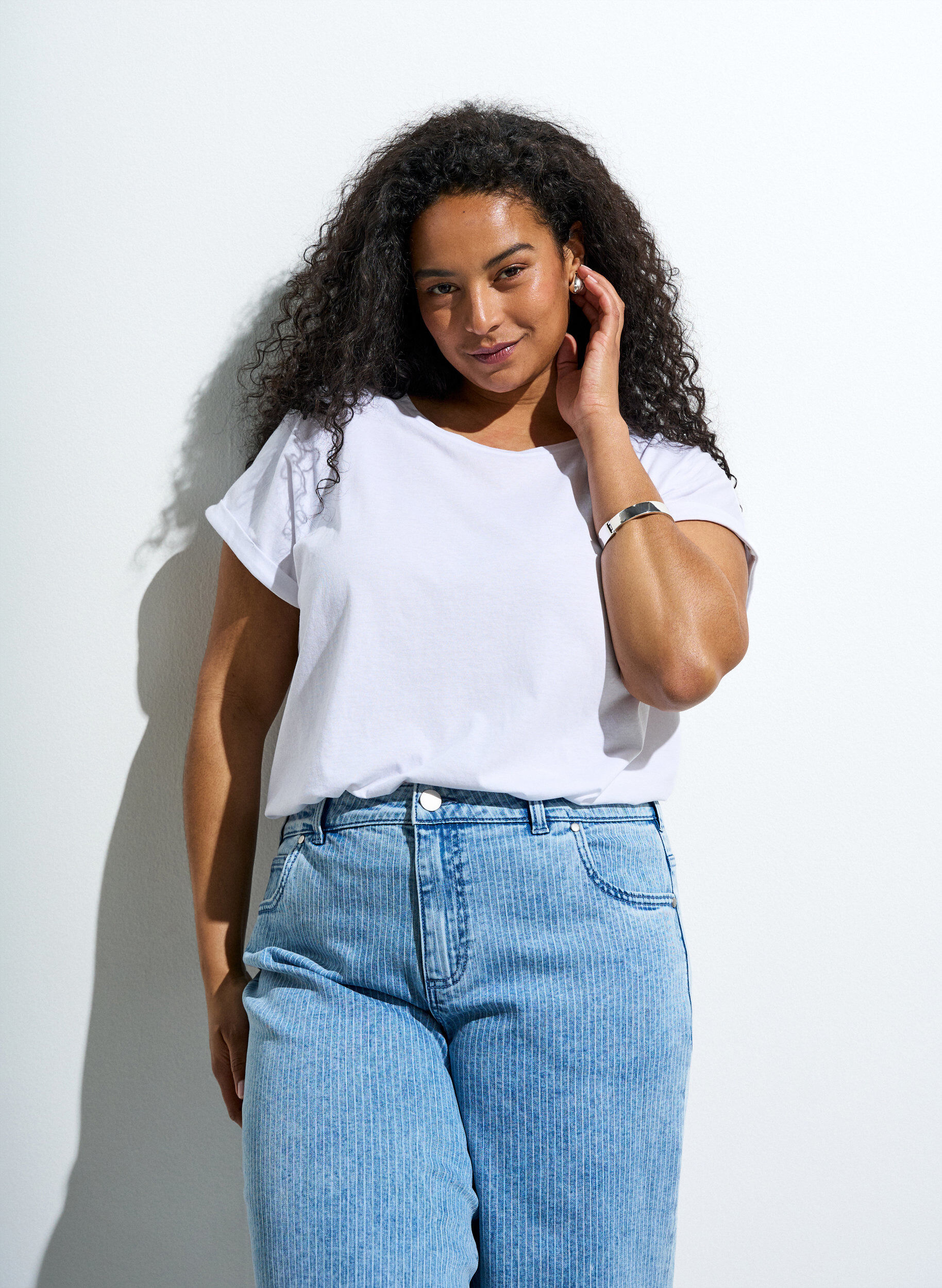 T-shirt met korte mouwen van katoenmix