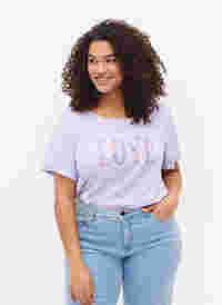 Katoenen t-shirt met ronde hals en opdruk, Lavender W. Love, Model