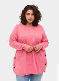 Gemêleerde gebreide blouse met knopen, Hot Pink White Mel., Model