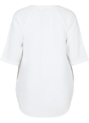 Tunique à manches 3/4 en coton, Bright White, Packshot image number 1