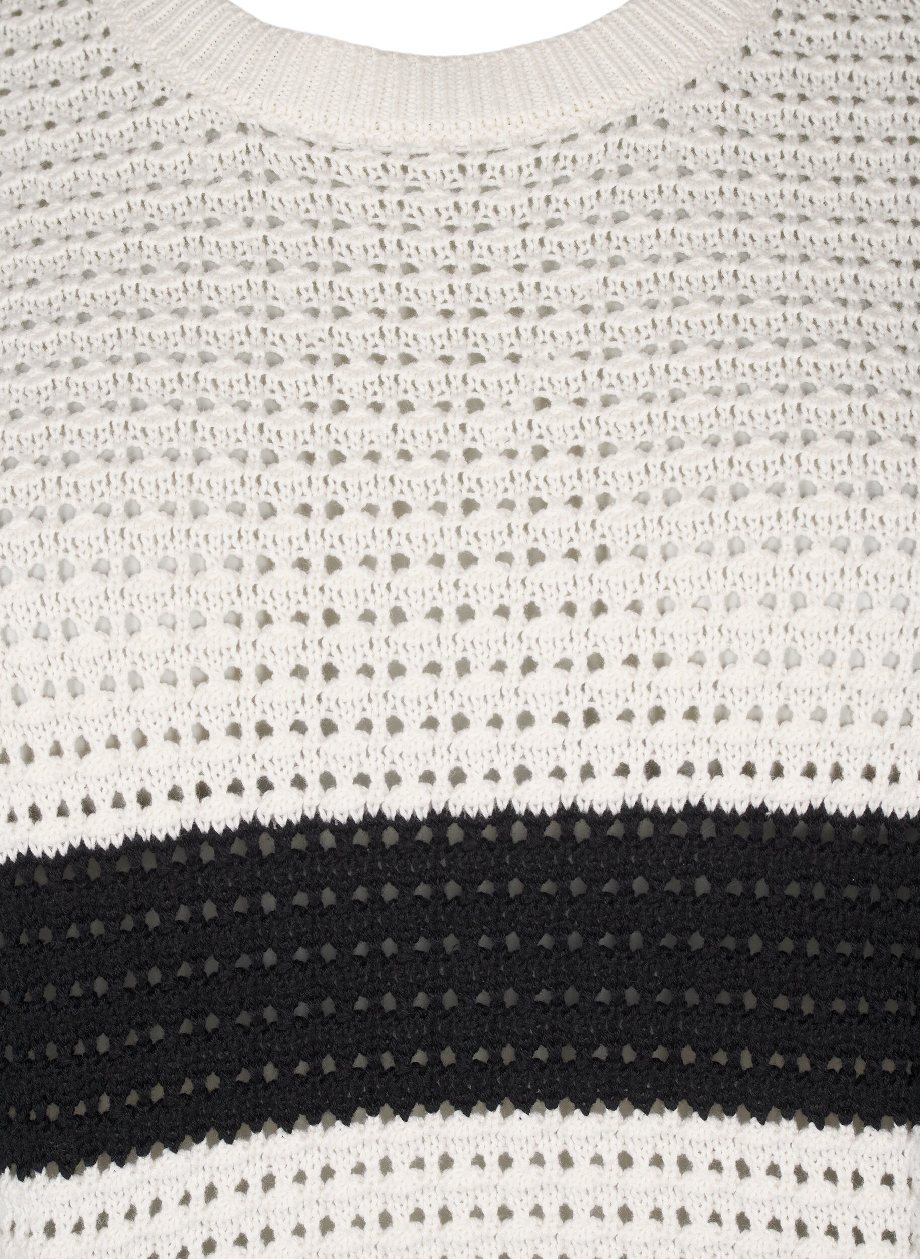 ZizziGebreide blouse met lange mouwen en strepen, Vanille, Packshot image number 2