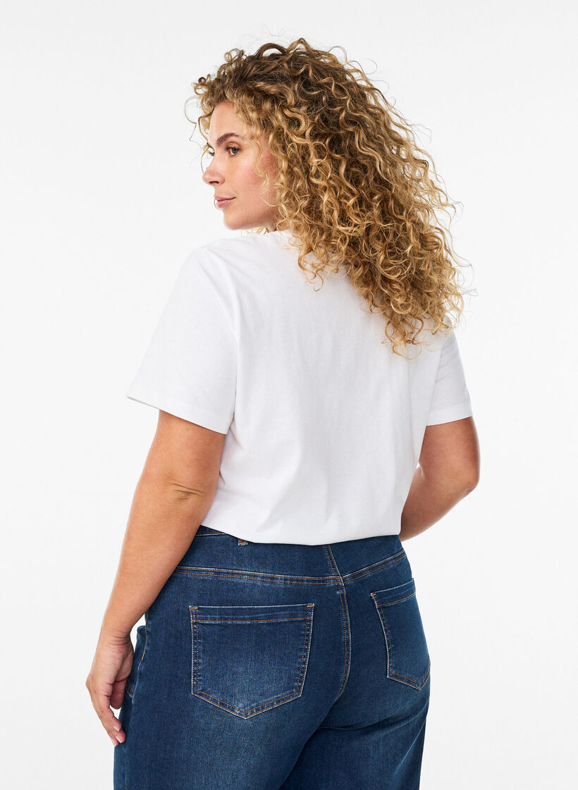 T-shirt en coton bio avec imprim&eacute; agrumes, Blanc, Model image number 2