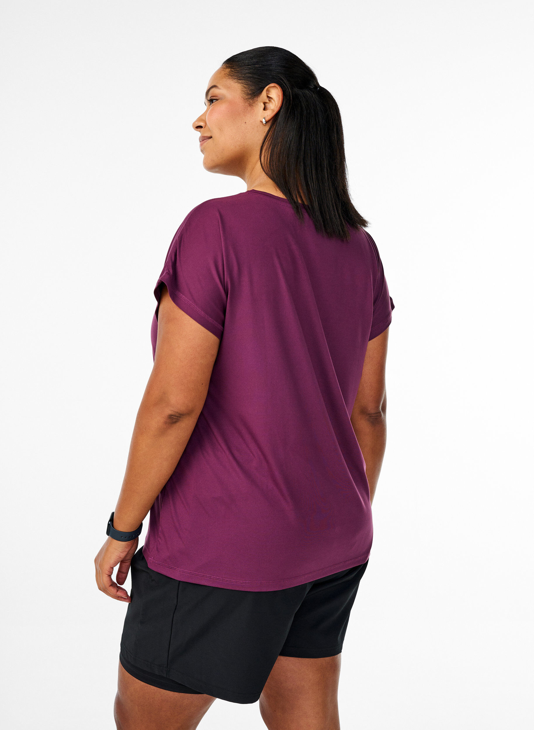 Zizzi T-shirt de sport uni, Violet, Model image number 2