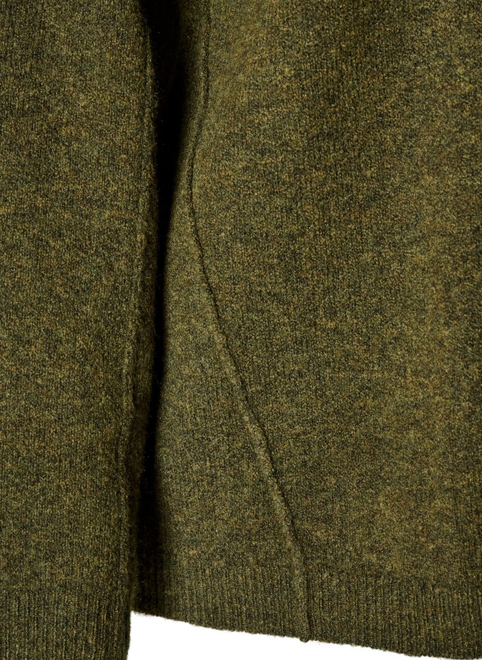 Losvallende gebreide trui met opvallende naden, Groen, Packshot image number 3
