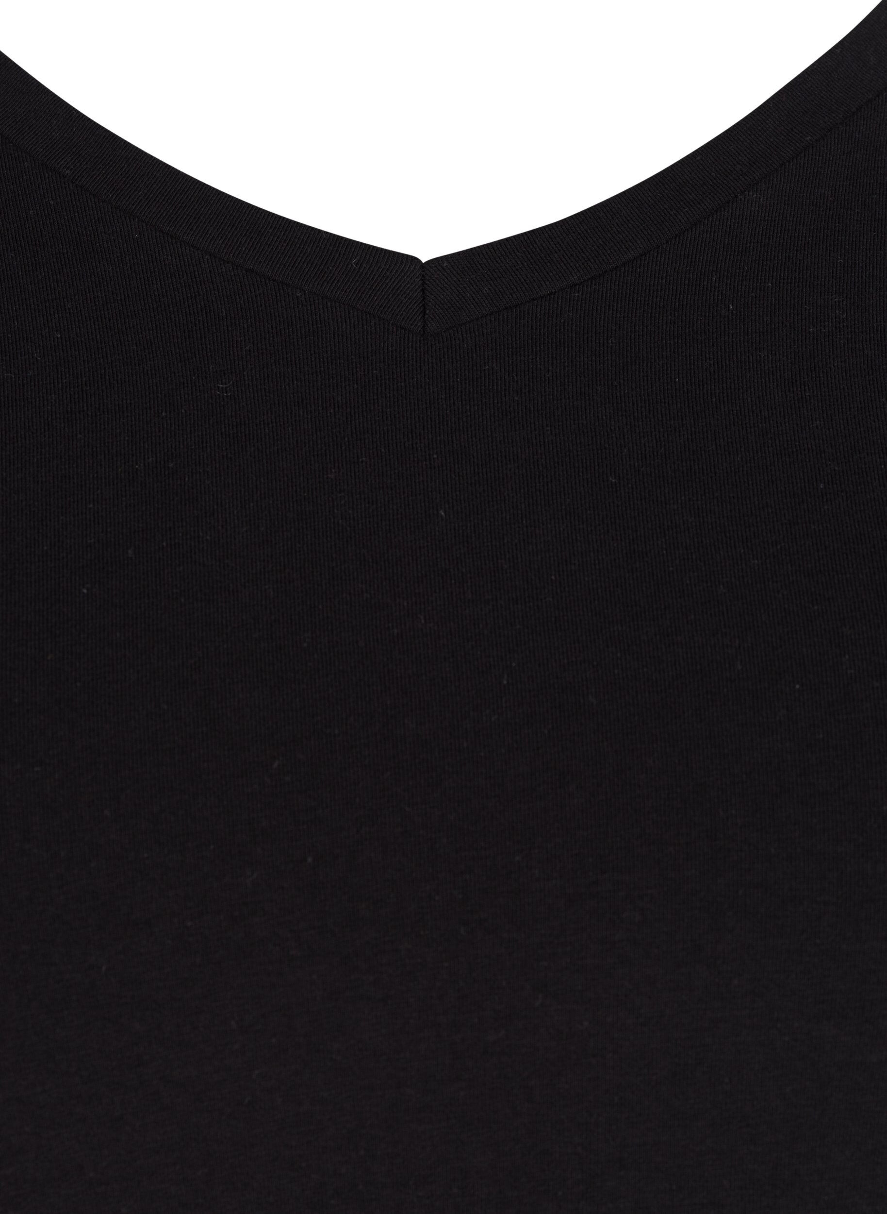 Zizzi T-shirt en coton uni basique, Noir, Packshot image number 2