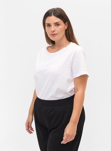 Lot de 2 T-shirt basiques en coton, Black/B White, Model image number 0