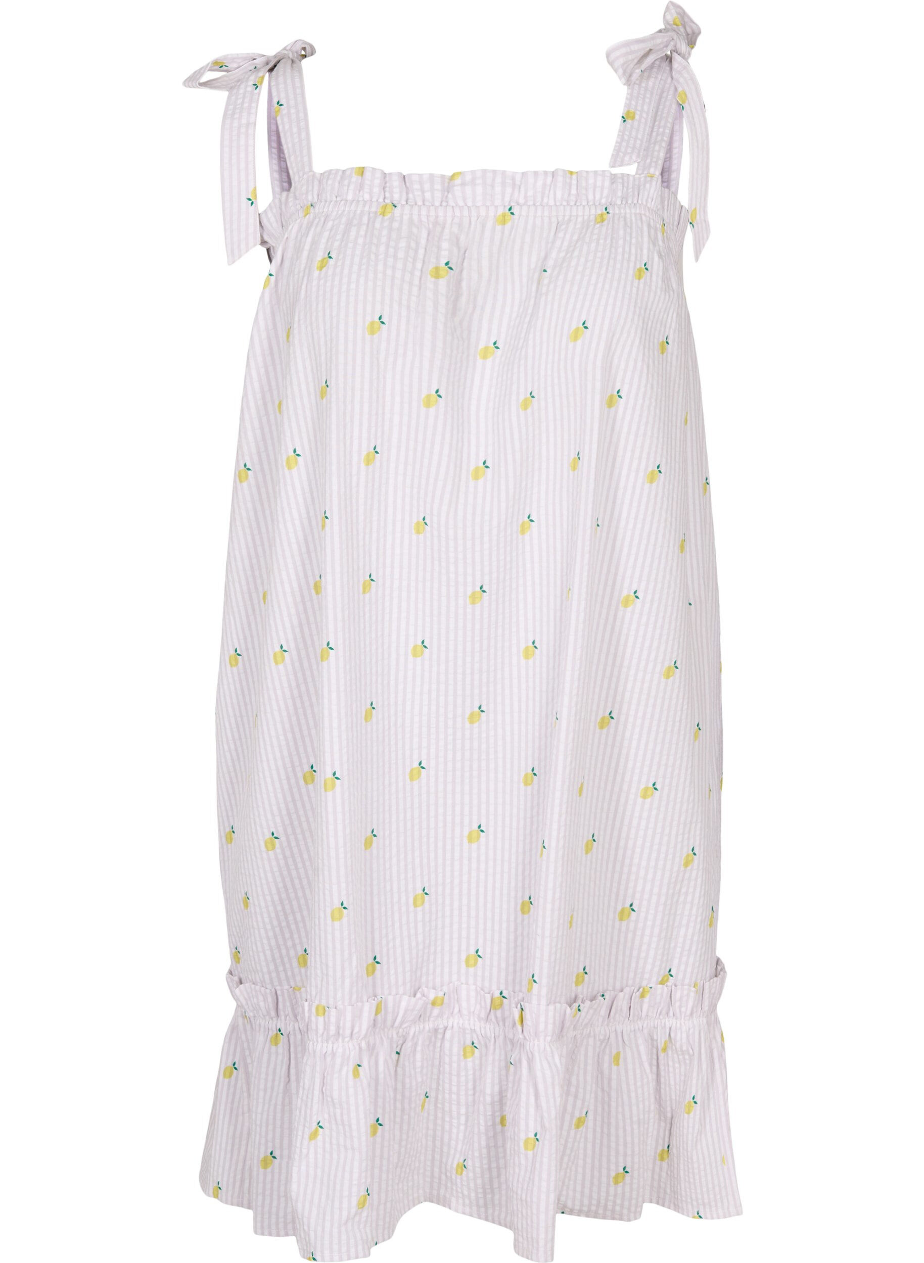 Zizzi Robe de plage en coton avec bretelles &agrave; nouer, Lemon Print, Packshot image number 0