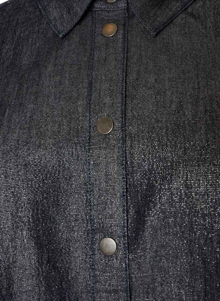 Chemise en jean avec fil paillet&eacute; et manches 3/4, Gris anthracite, Packshot image number 2