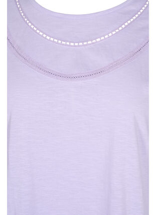 Katoenen t-shirt met kanten band, Lavender, Packshot image number 2