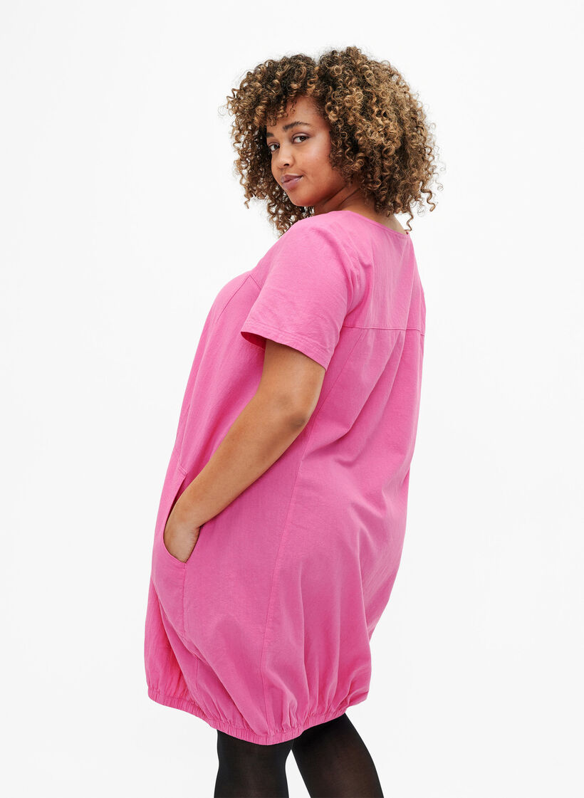 Robe en coton &agrave; manches courtes, Rose, Model image number 2