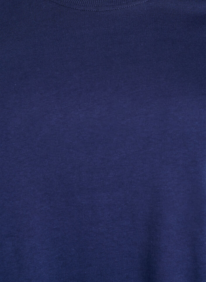 T-shirt basique en coton &agrave; col rond, Bleu, Packshot image number 2