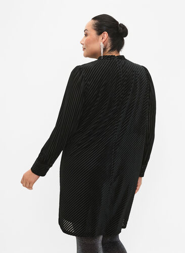 Robe texturée en velours, Black, Model image number 1