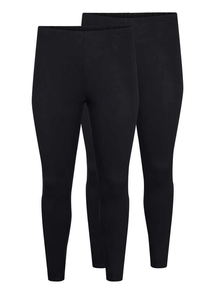 2-pack leggings en coton, Noir, Packshot image number 0