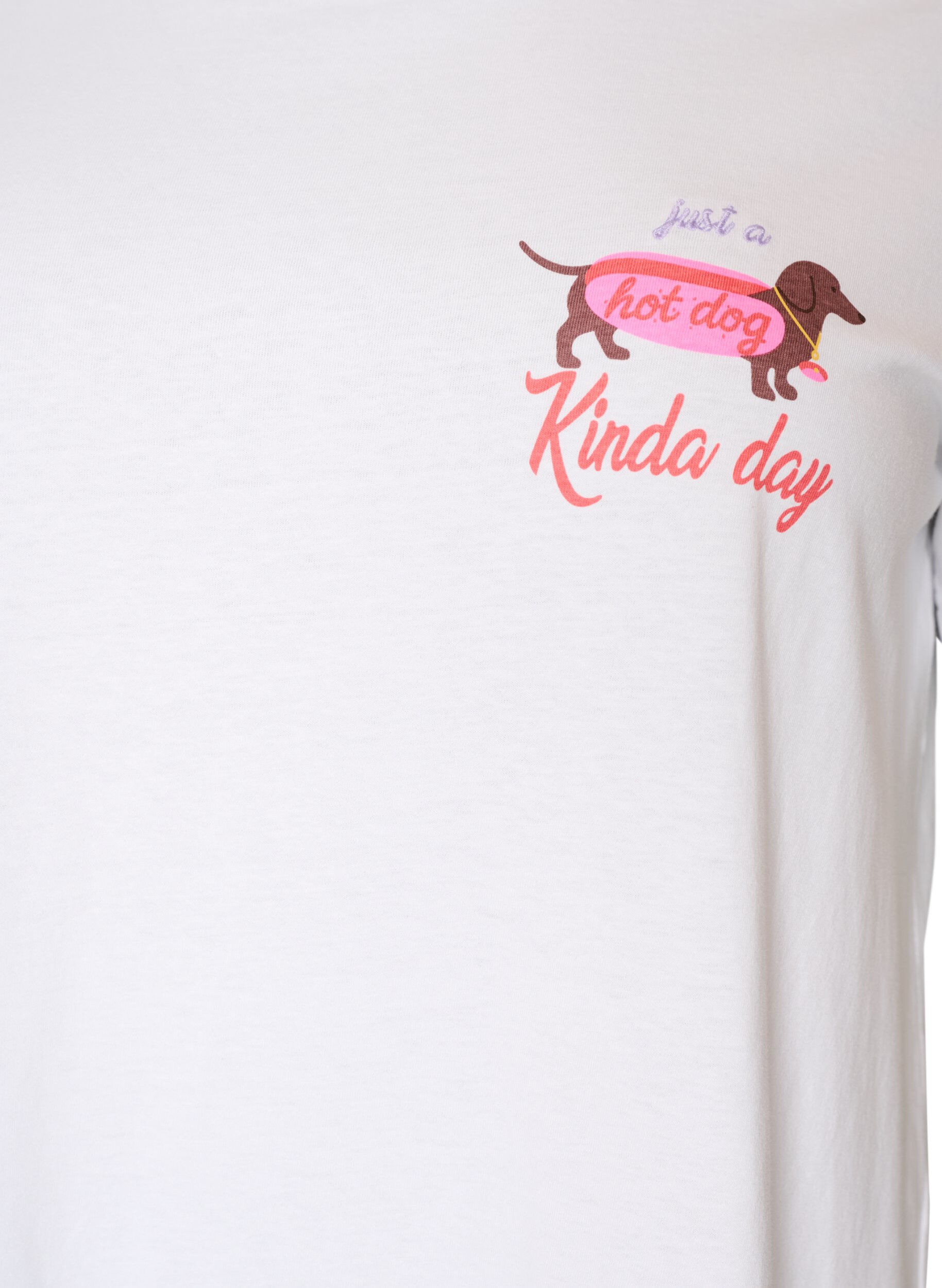 ZizziKatoenen T-shirt met print op de borst, Wit, Packshot image number 2