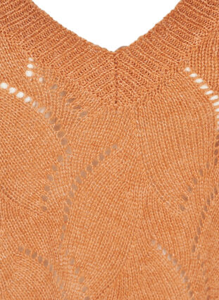 Gebreide blouse met patroon en wol, Amber Brown MEL, Packshot image number 2