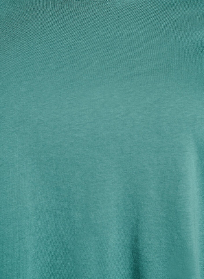 Basic katoenen T-shirt met ronde hals, Groen, Packshot image number 2