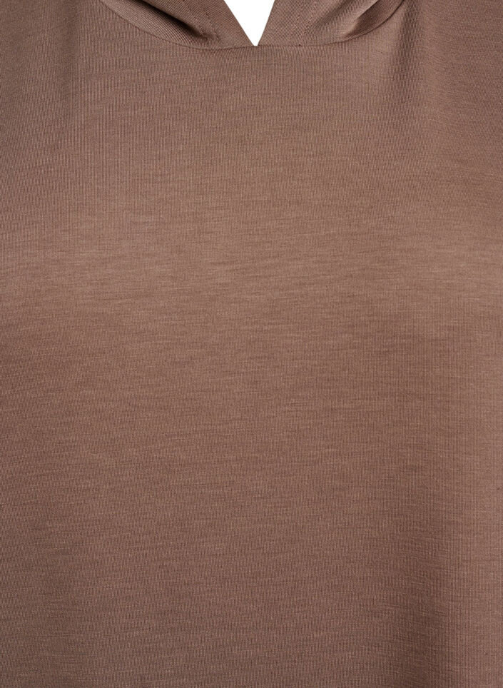 Sweatjurk met korte mouwen in modalmix, Bruin, Packshot image number 2