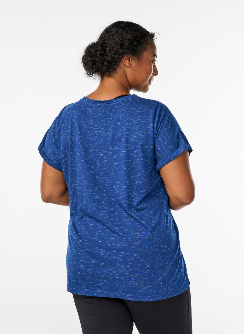 Los workout T-shirt met korte mouwen, Blauw, Model image number 2