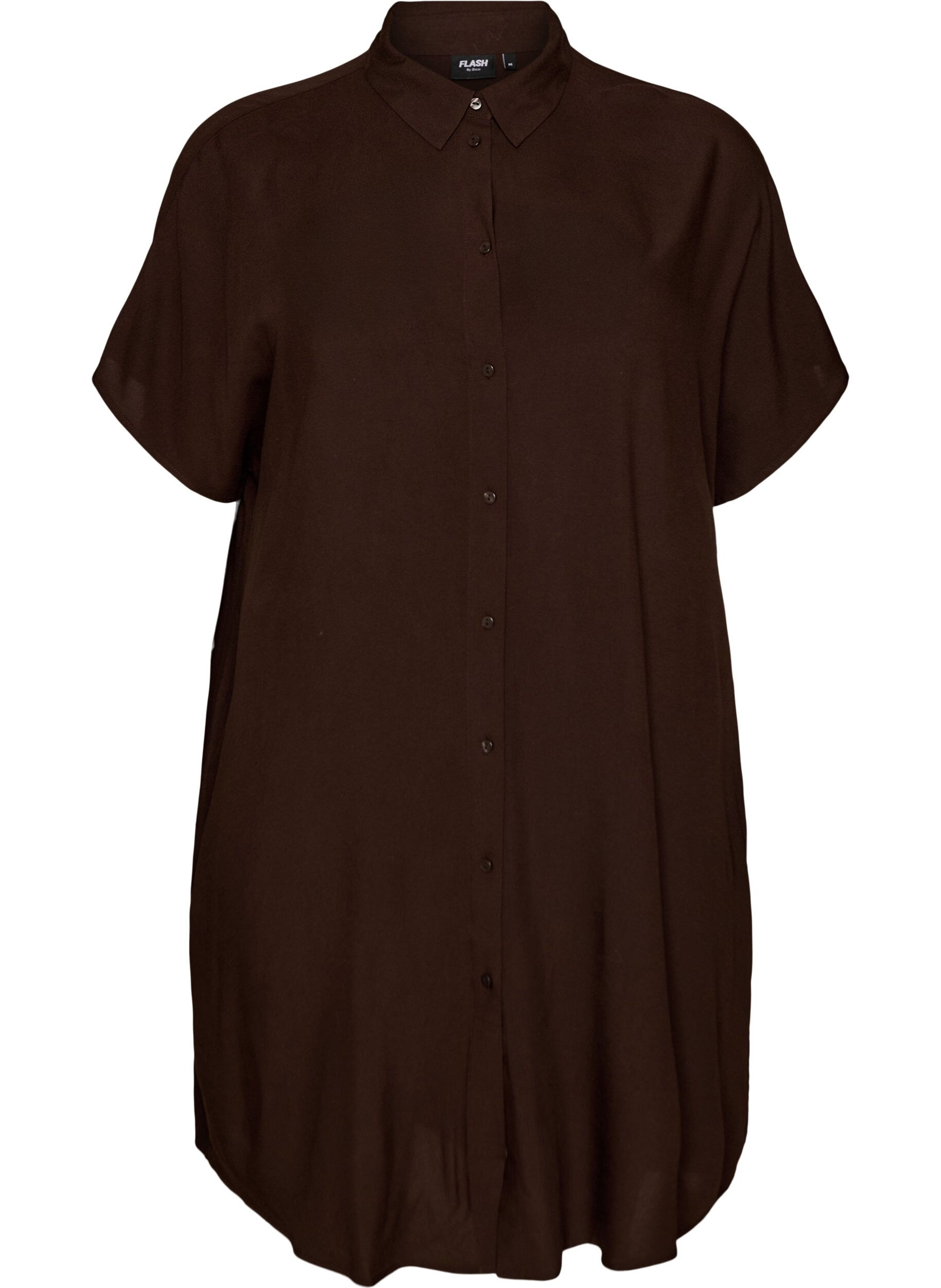 Zizzi Chemise longue ample en viscose, Marron, Packshot image number 0