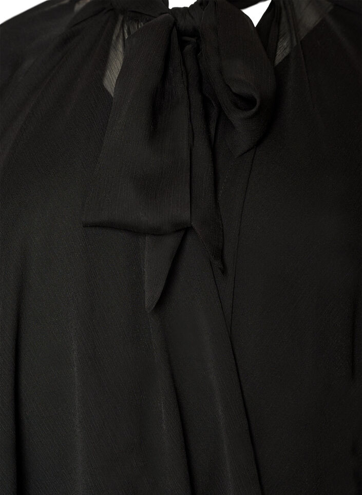 Robe sans manches avec cape en mousseline, Noir, Packshot image number 2